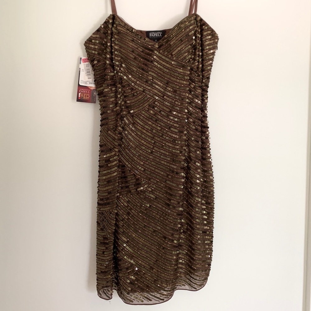 Adrianna Papell Silk Strapless Beaded Dress